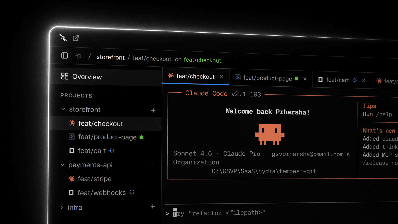 Tempest running parallel AI coding agents