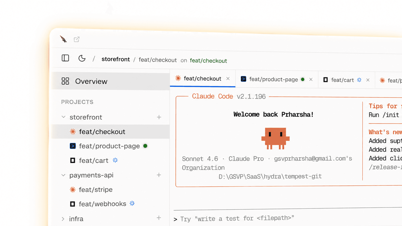 Tempest running parallel AI coding agents